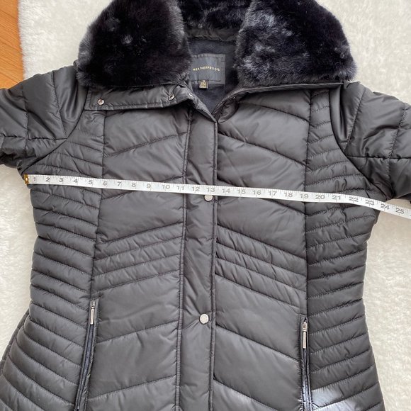 WEATHERPROOF Women's Modern Shaped Puffer Coat, Faux Fur, Black, Size 1X - Picture 3 of 10